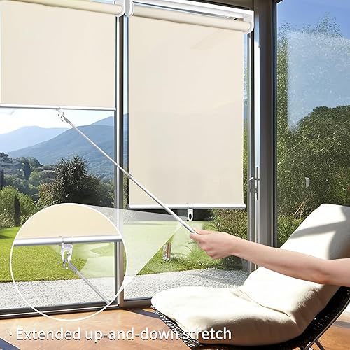 Miniatura 2 de YCUHEN Persianas enrollables sin cordón para oscurecer la habitación, persianas enrolladas con barra de empuje para el hogar y la oficina,