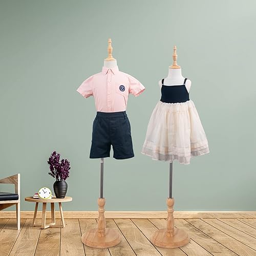 Miniatura 7 de Maniquí para niños con soporte de madera, altura ajustable, ligero y portátil, se adapta a todo tipo de ropa, de 10 a 11 años