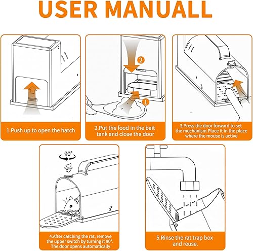Miniatura 6 de Trampa humana para ratones, trampa de jaula en vivo para animales de interior, gatillo de pedal sensible, trampa extendida transparente para ratas