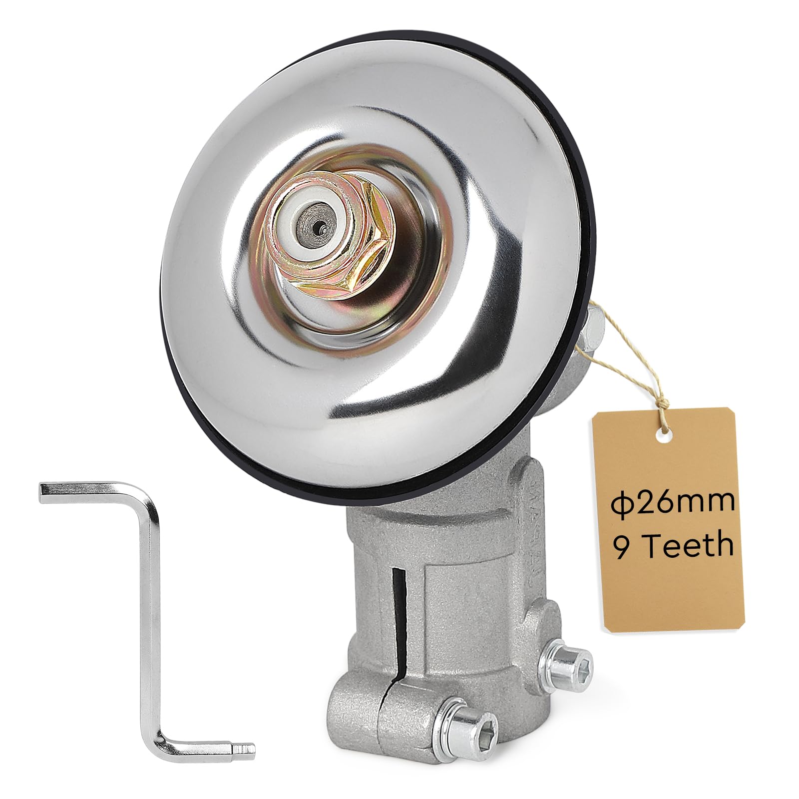 EFUTURETIME Cabezal de Engranaje de 9 Dientes y 26 mm, Universal Accesorios para Cabezal de Desbrozadora, Trimmer de Caja de Engranaje