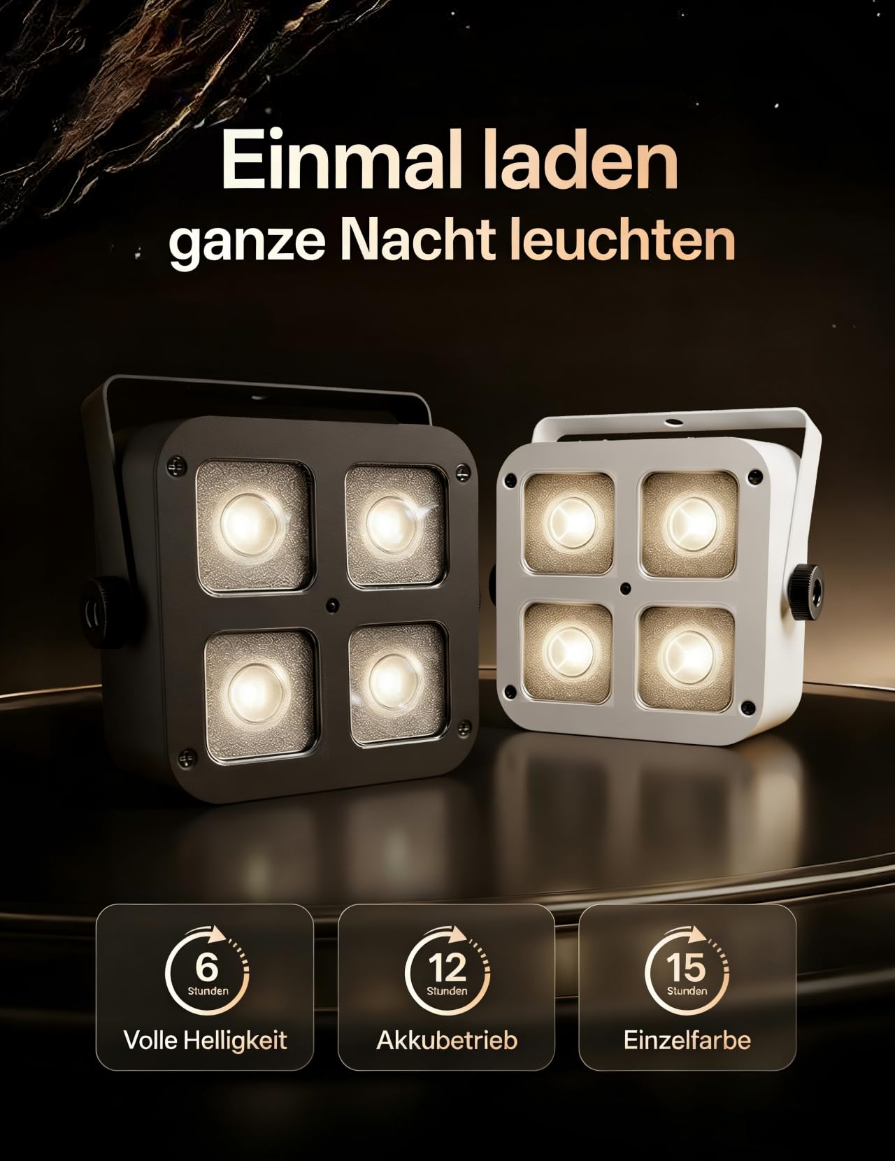 4x10W RGBWA+UV LED PAR Strahler mit Akku, 5200mah Wiederaufladbare Partybeleuchtung mit Fernbedienung, APP, RI, Wireless DMX für DJ Shows, Bühne, Hochzeiten, Party，Disco und Außenbereich.(Weiß)