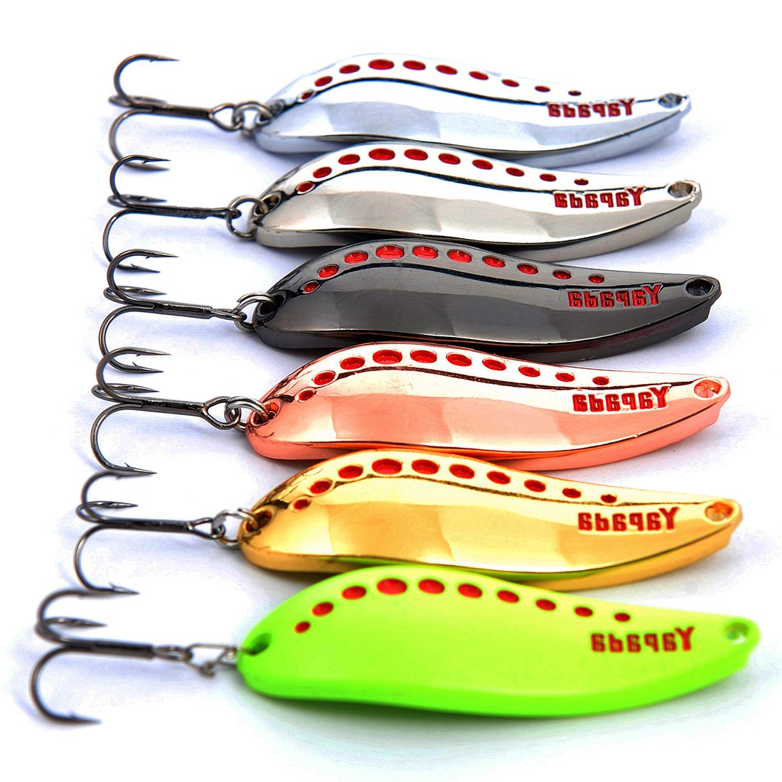 Hisea 6pcs Leurres de Pêche Cuillères Salmo Perche Cuillers Appâts Durs Poissons Nageurs Spinner Swimbaits 5cm 7,5g