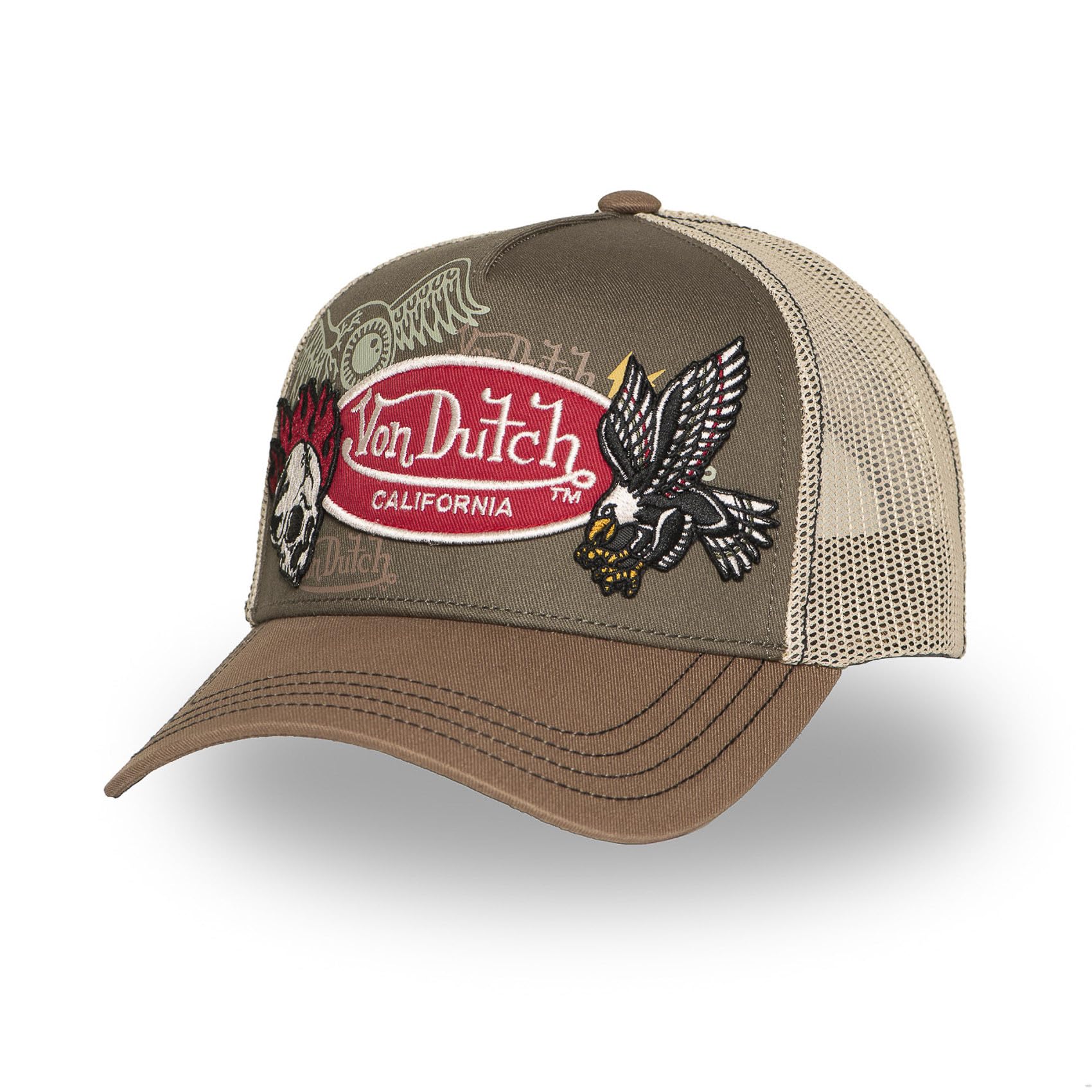 Von Dutch Trucker Cap Patches Brown/Grey
