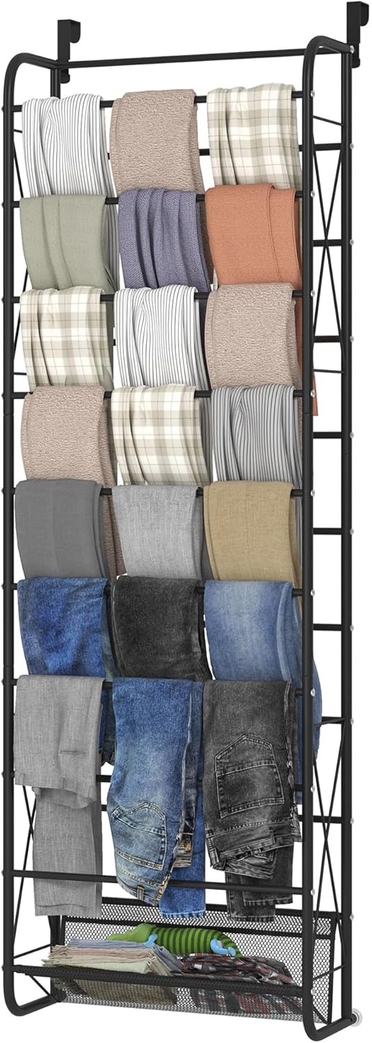 10 Tier Shoe Rack Hanging Shoe Storage the Door Shoe Rack for Closet Pantry Over The Door Shoe Organizer Wall Floating Shelves (Matte Black, 10 Tier)