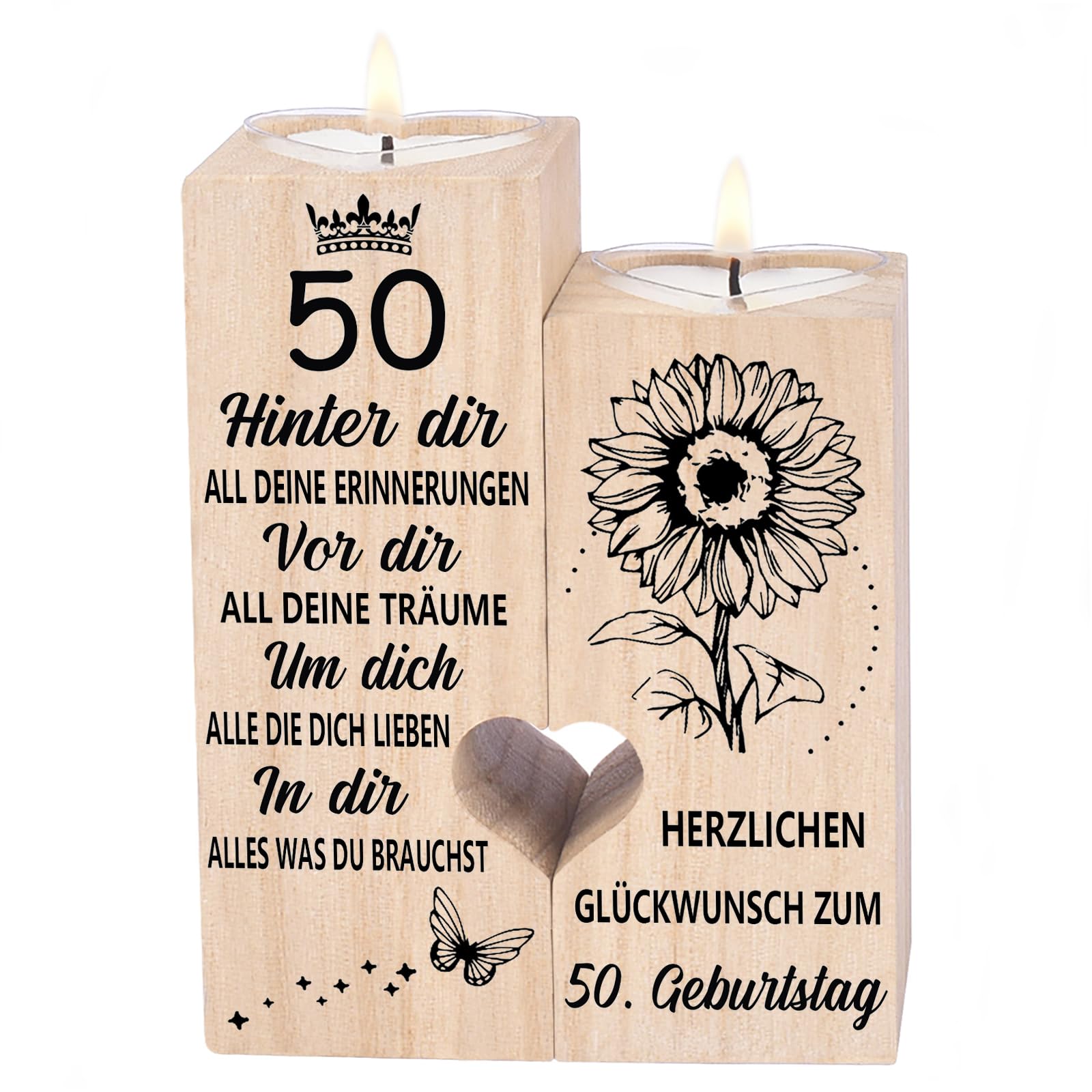 50. Geburtstag Frau Mann, Geschenkideen 50 Geburtstag, Kerzenständer - 50 Deko, Geburtstagsgeschenk für Frauen 50, Geburtstagsgeschenk für Frau, Mama, Schwester, Freundin