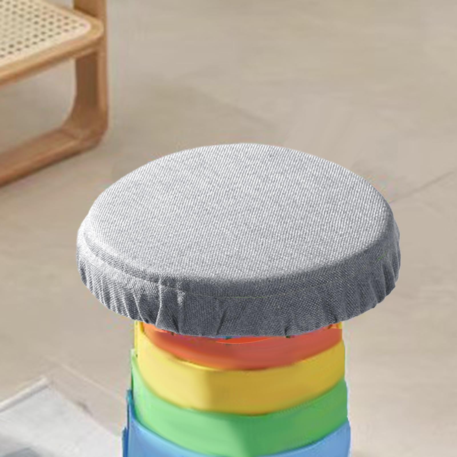 Harayaa Collapsible Telescopic Stool with Cushion Seat for Indoor/Outdoor Use, Imitation Linen, Gray, Gray Imitation Linen - Image 3