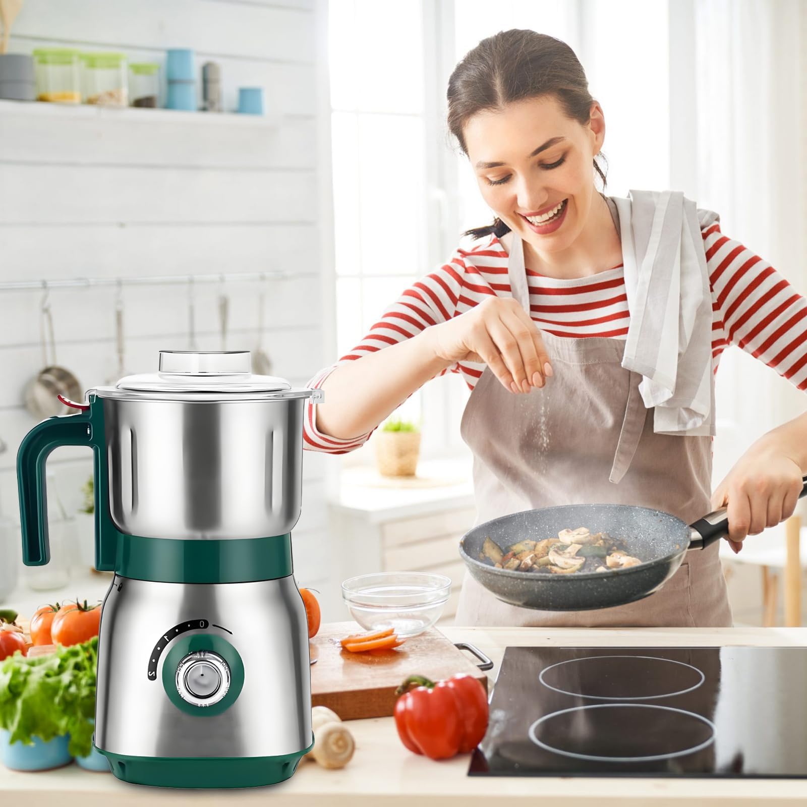 Molinillo De Cocina Versátil De 500 W, 600 Ml, Con 3 Cuchillas Extraíbles De Acero Inoxidable, Para Uso En Seco Y Húmedo. También Disponible Para Moler Especias, Café, Legumbres Y Granos.