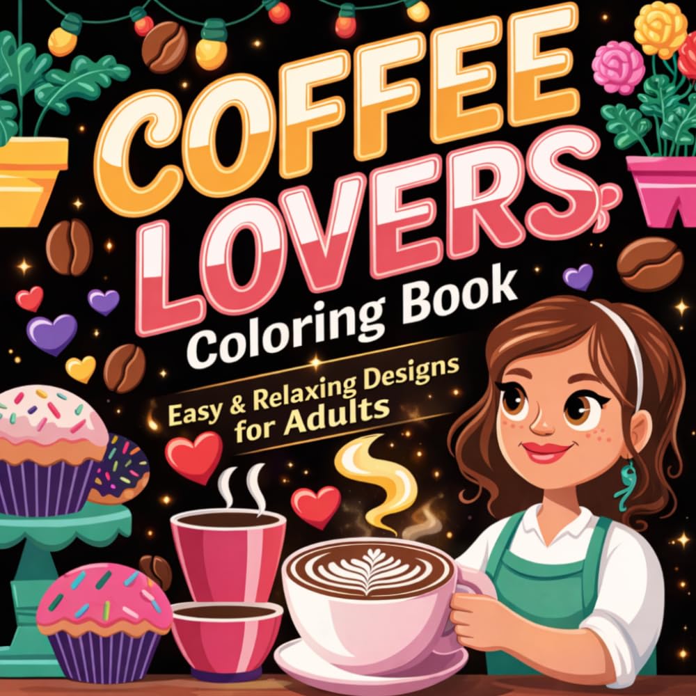 Coffee Lovers Adult Coloring Book Easy & Relaxing Designs for Adults: 60 Cozy Coffee-Themed Coloring Pages for Stress Relief and Creativity