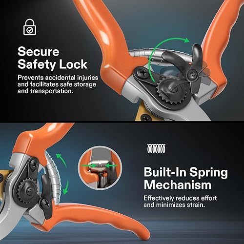 Miniatura 4 de VIVOSUN Tijeras de podar de derivación de 8 pulgadas para jardinería, tijeras de jardín resistentes, podadoras ultra afiladas con capacidad de corte