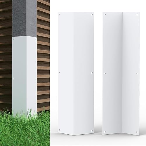 Aluminum Alloy Metal Siding Corner Guards, Siding Corner Protectors with 90° Angle, 3.4" x 3.4" x 15.8” Weed Whacking Protection for Outside Wall Vinyl Siding, Pack of 2