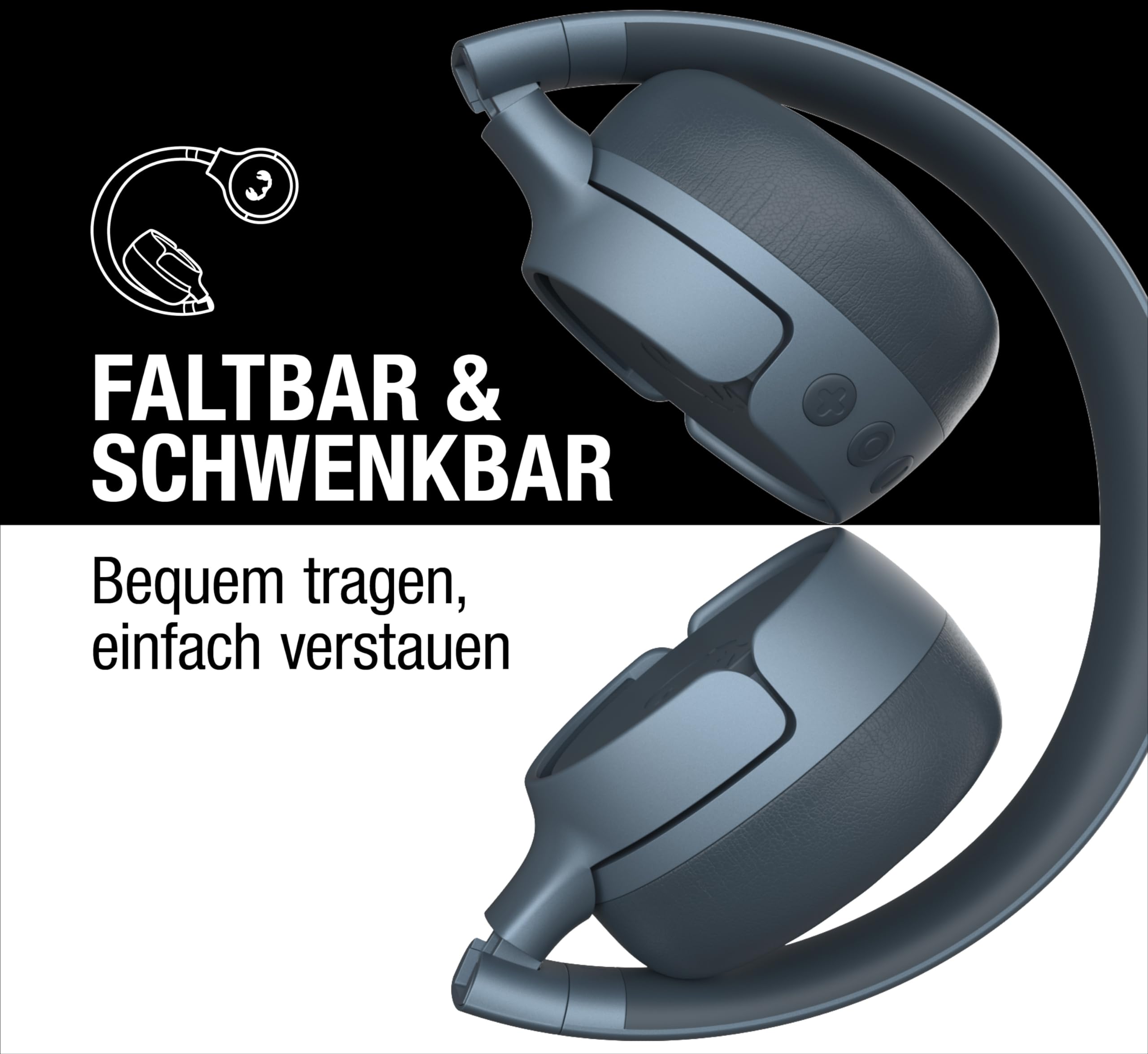 Fresh 'n Rebel Code Fuse, słuchawki nauszne Bluetooth, bezprzewodowe, 30 godzin odtwarzania, z mikrofonem i asystentem głosowym, regulacją głośności i przyciskami odtwarzania/pauzy, składane (Dive