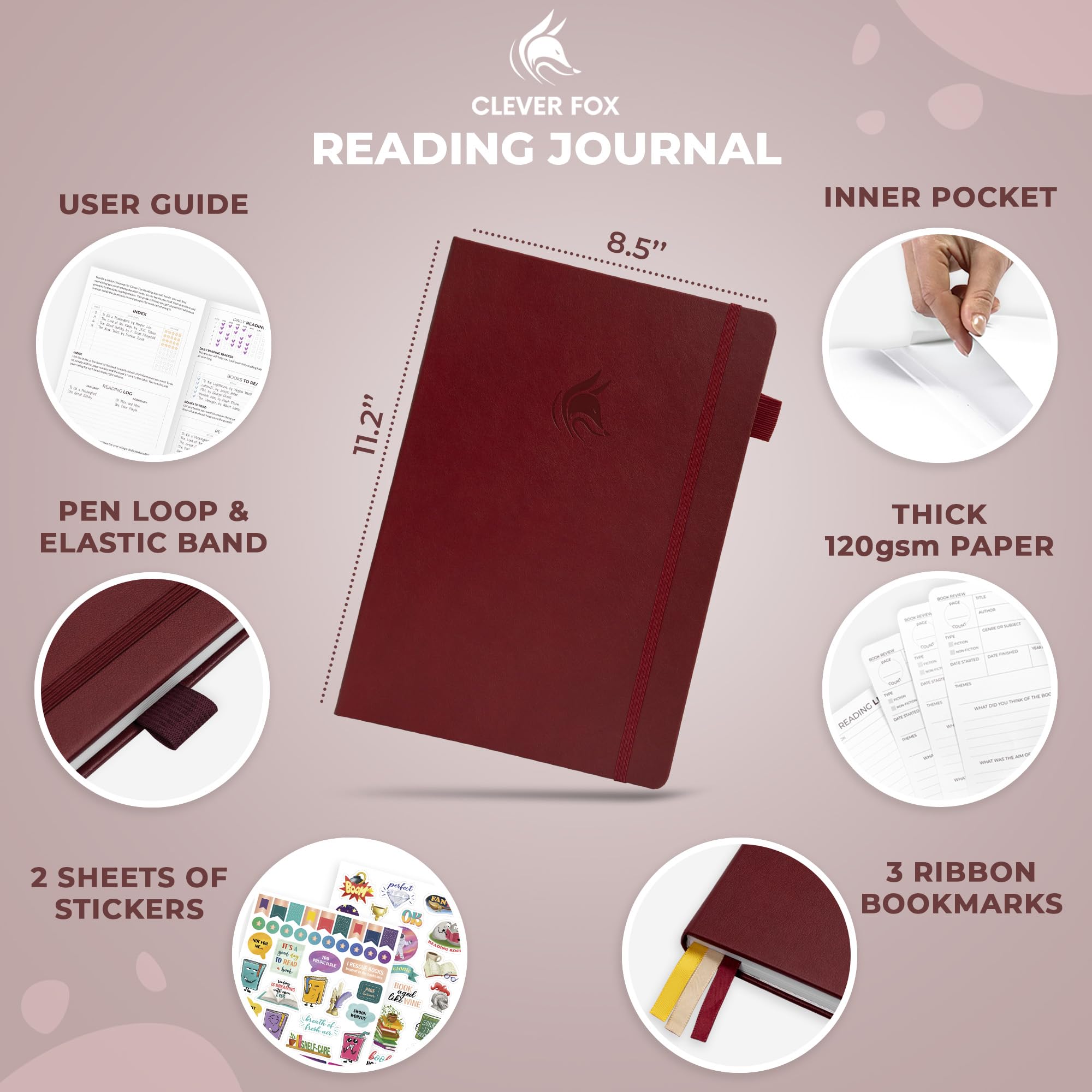 Clever Fox Reading Journal Large, Guided Book Review Log & Tracker, Gifts & Accessories for Reading Lover - Image 2
