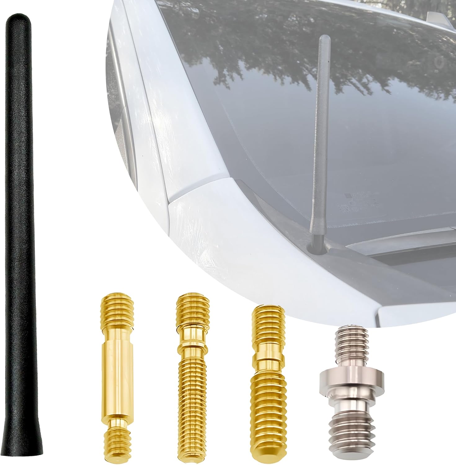 TN TrunkNets Inc Premium 6 3/4 Inch Short Antenna – Universal Fits for Cars, Trucks, SUVs – Durable, Easy Installation with 4 Adapters – Enhanced Radio Reception