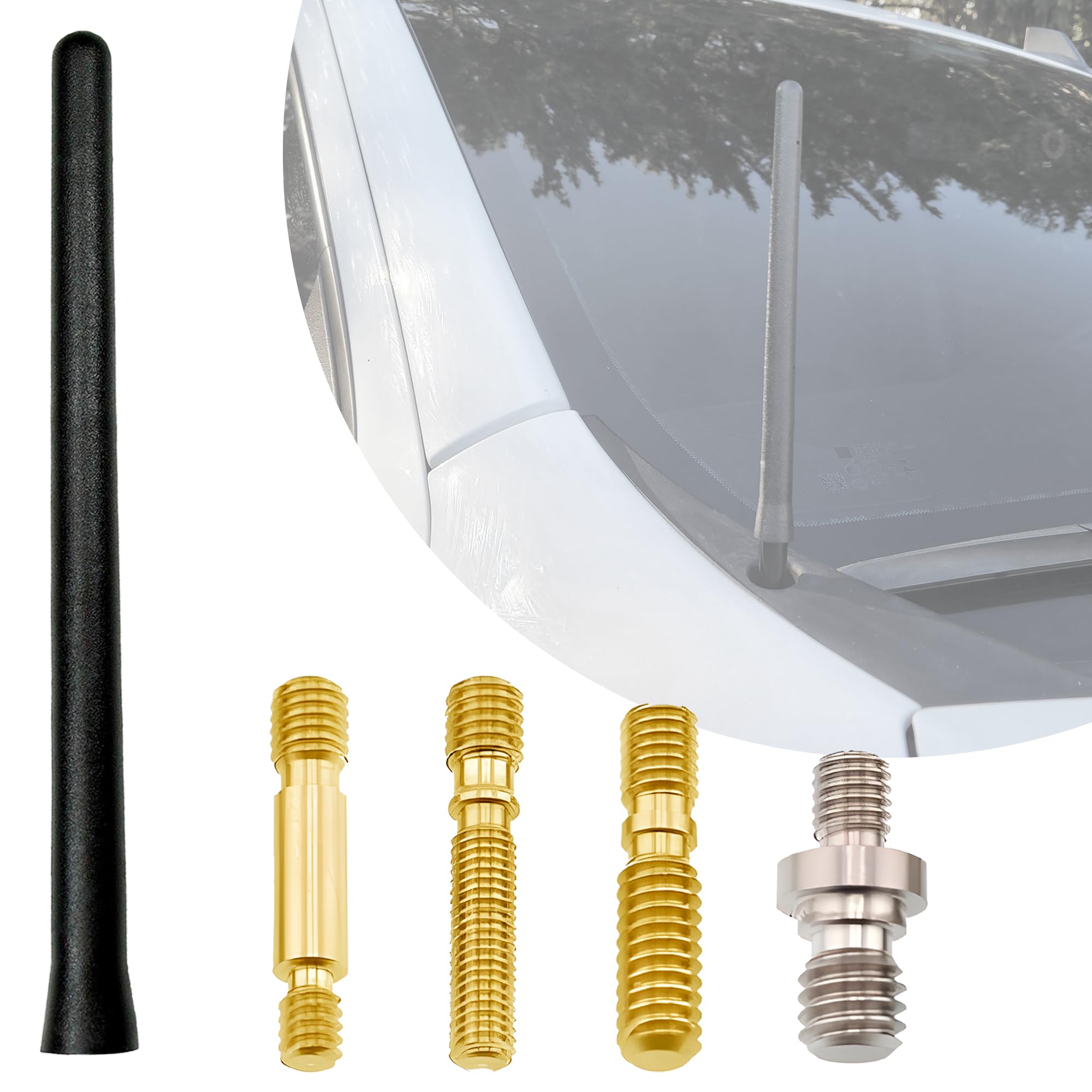 TN TrunkNets Inc Premium 6 3/4 Inch Short Antenna – Universal Fits for Cars, Trucks, SUVs – Durable, Easy Installation with 4 Adapters – Enhanced