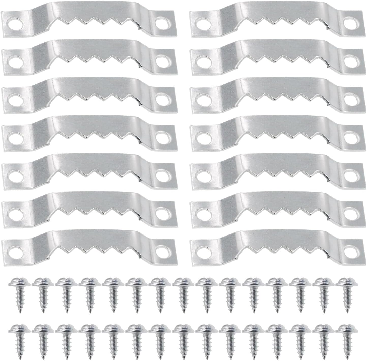 100 Pack Heavy Duty Sawtooth Picture Hangers with 200 Screws Silver Small Sawtooth Hangers for Picture Frames, Paintings, Artwork, Photos, and Home Decor Silver Sawtooth Picture Frame Hangers
