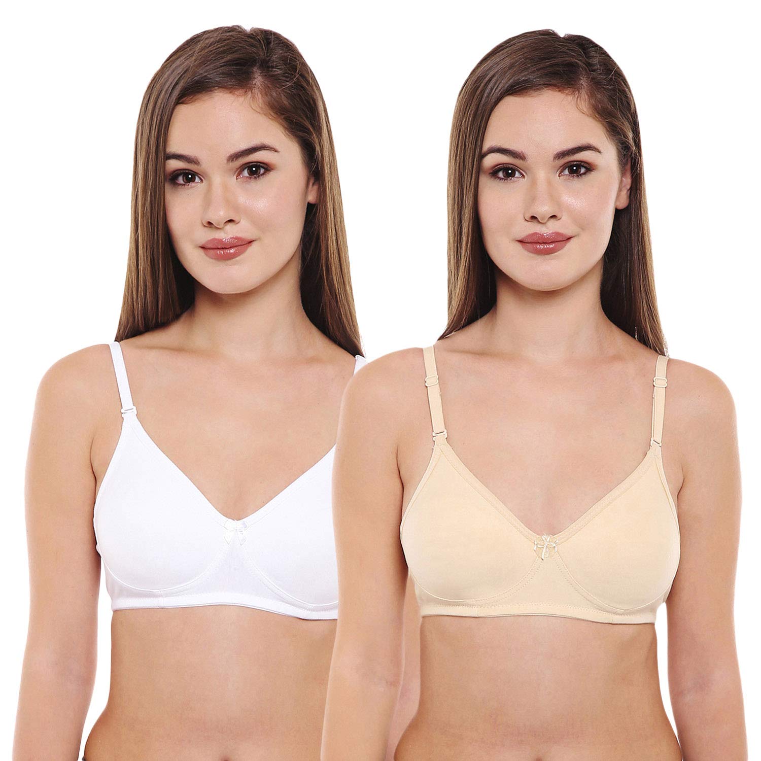 Women's Cotton Blend Non Padded Seamless Bra (Pack Of 2)_6525, Assorted-image-35