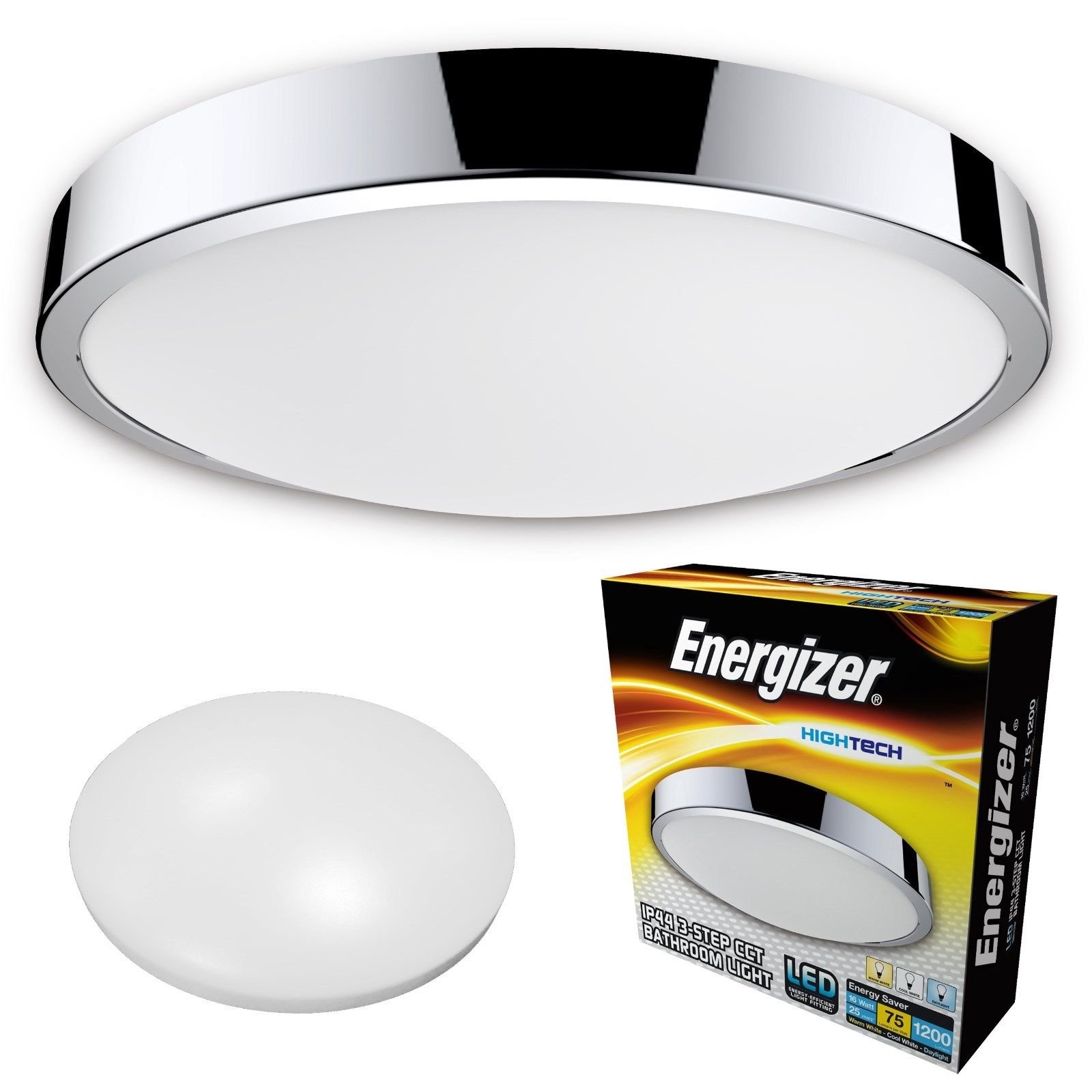 Energizer Lampa sufitowa LED do łazienki CCT - wodoodporna IP44 zmiana temperatury barwowej światła - przełączanie z 2700 K ciepła biel do 4000 K zimna biel na 6000 K światło dzienne