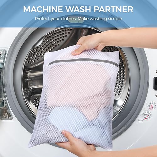 Vista 6 de BAGAIL Bolsas de lavandería de malla para ropa interior y prendas delicadas, juego de 3 piezas (Miel, 1S, 1M, 1L)