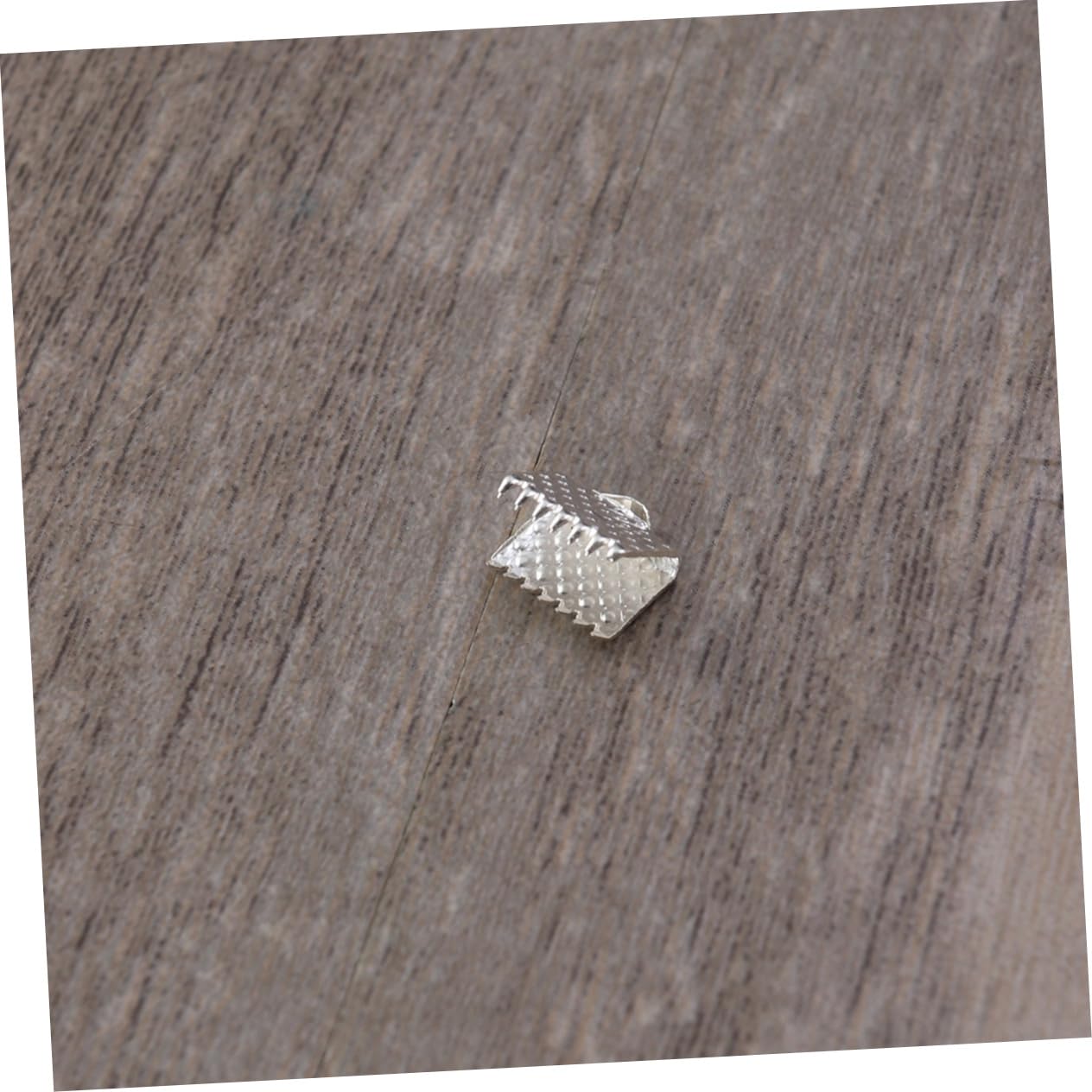 ULDIGI 8mm Plated Ribbon Ends Buckles Fastener Clasps Textured Crimp End Clamps Zipper Clips 100pcs Perfect for Jewelry DIY