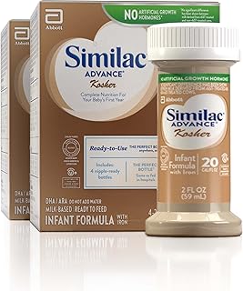 Similac Advance Kosher Infant Formula with Iron, 2 Fl OZ - 4 Bottles (2 Pack = 8 Bottles) Milk Based, Ready To Feed, Resea...