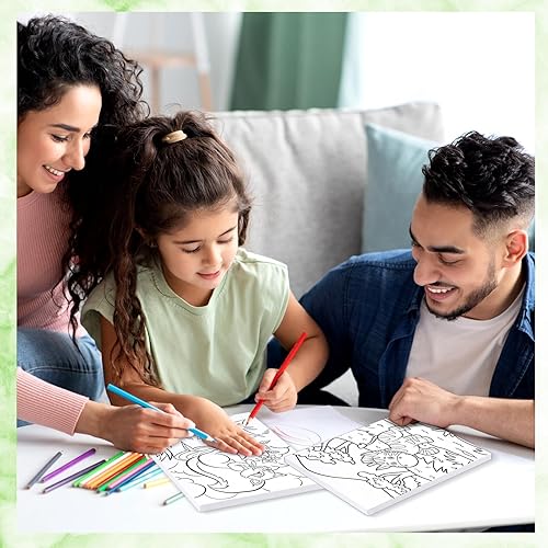 Miniatura 6 de Thenshop 12 lienzos predibujados para pintar para niños de 8 x 10 pulgadas, lienzos de pintura con imágenes para pintar, paneles de lienzo