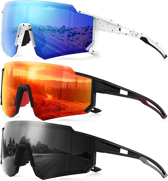 gesruny Polarized Sport Sunglasses for Men and Women, Lightweight TR90 Sun Glasses with UV Protection for Cycling Running