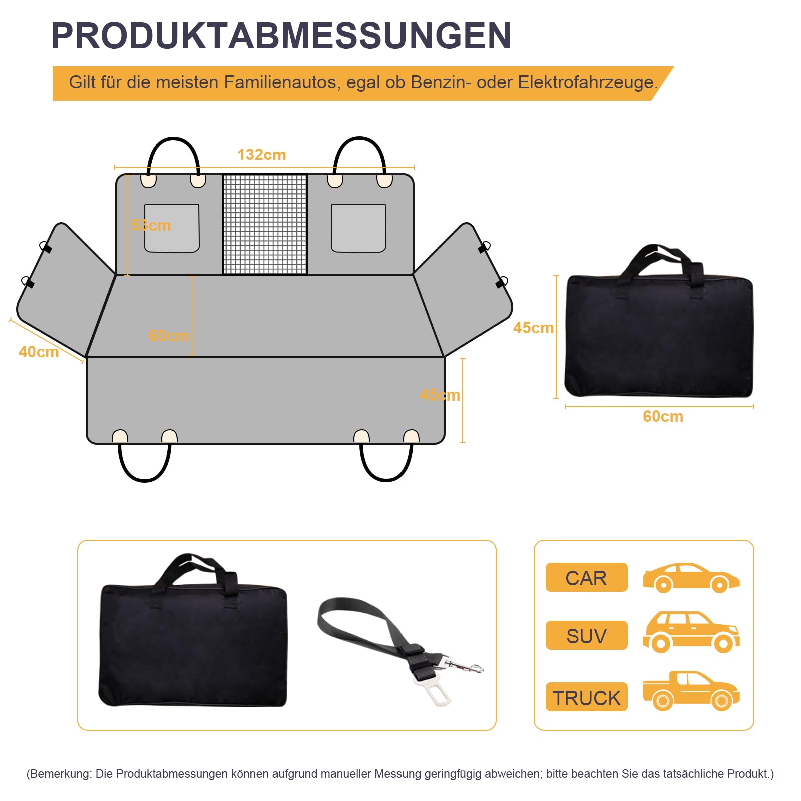Hundedecke Auto Rückbank mit Harter Unterseite, PU-Leder Hunde Autoschondecke Rückbank, Wasserdicht Kratzfest, Belastbar bis 180 kg, für SUV, LKW, Universal