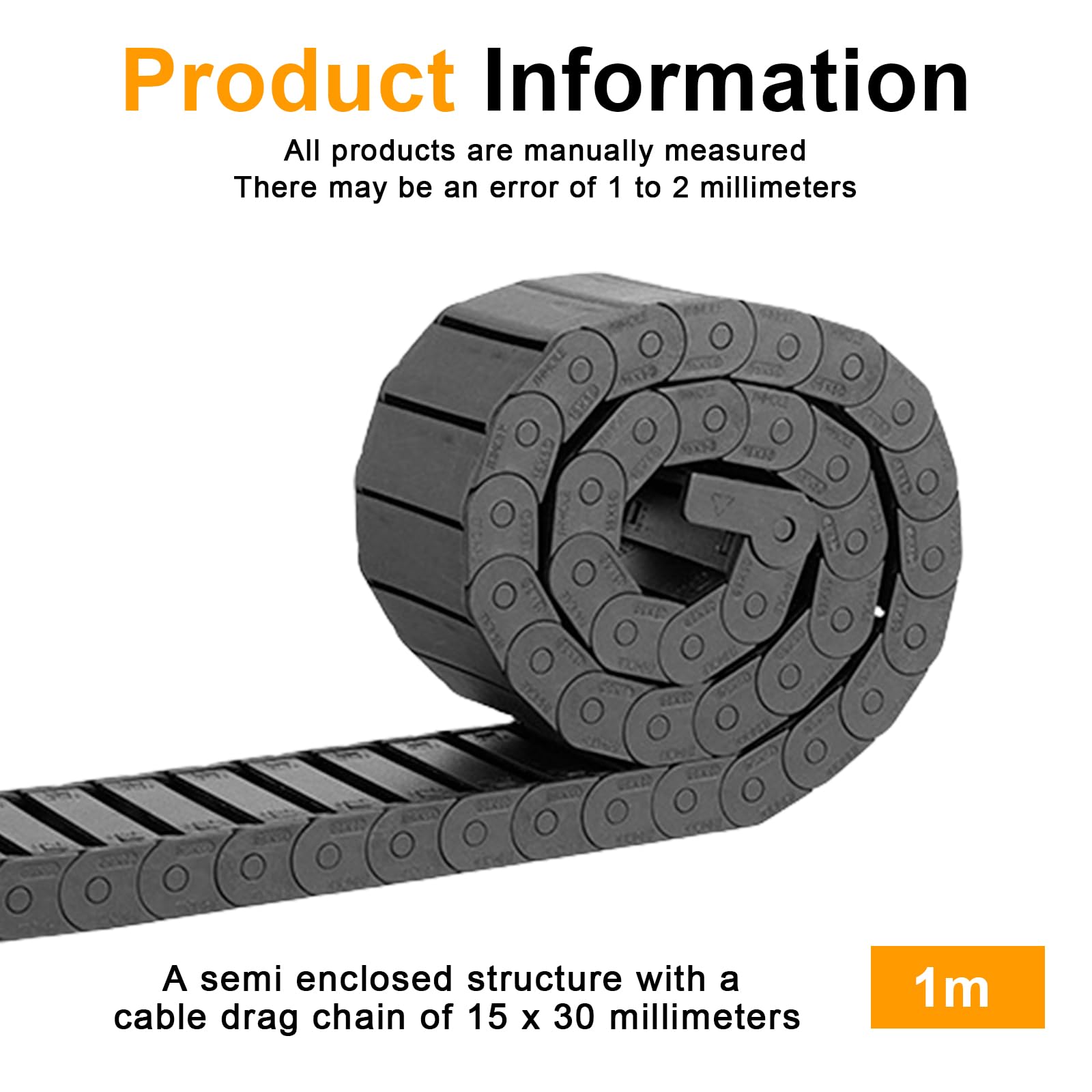 SPORWAY Cadena de arrastre de cable de 15 mm x 30 mm: cadena de energía con destornillador, guía de cable para impresora 3D, máquinas herramientas CNC, brazo robótico