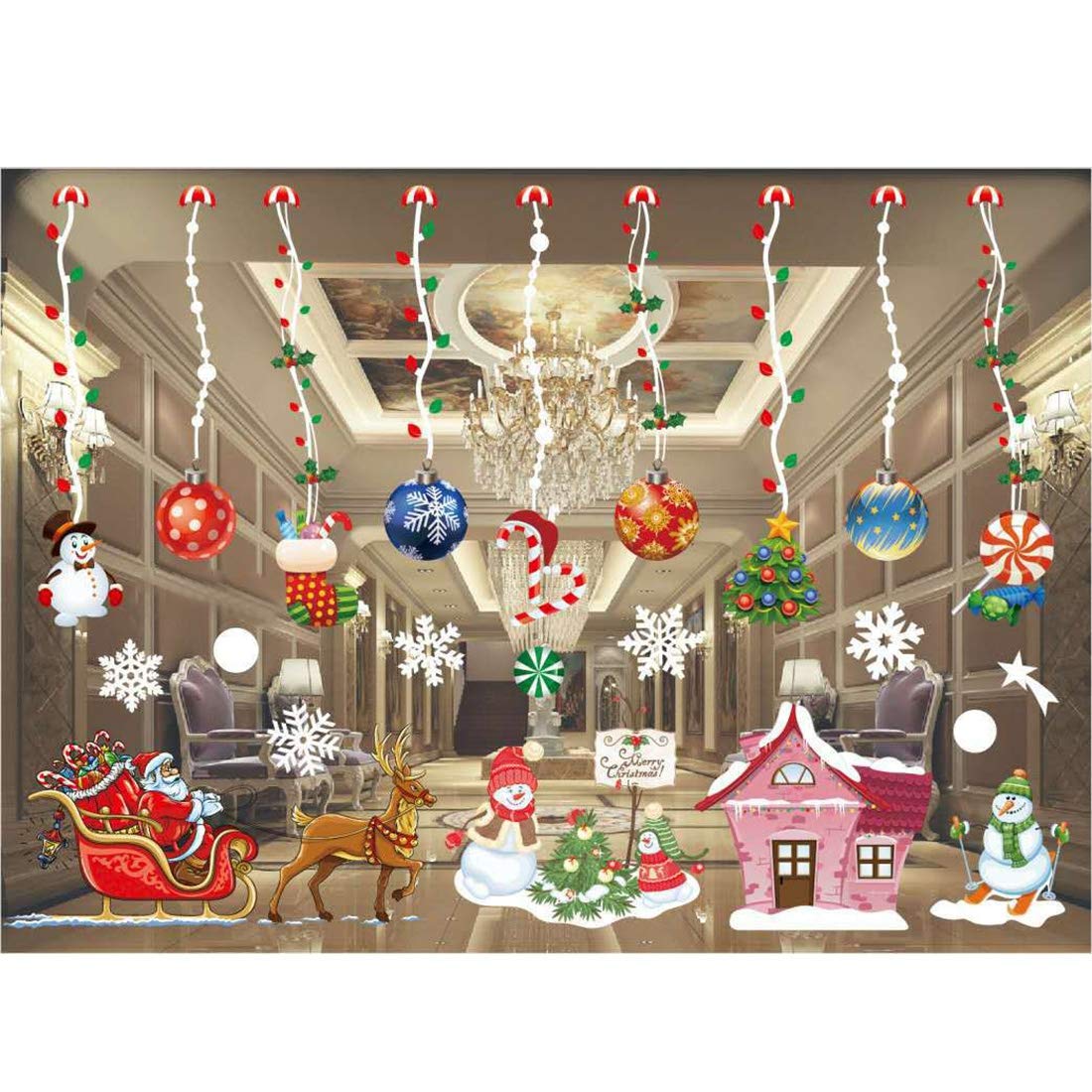 Stickers muraux Noël déco extérieure et intérieure amovible Color7 55x38cm
