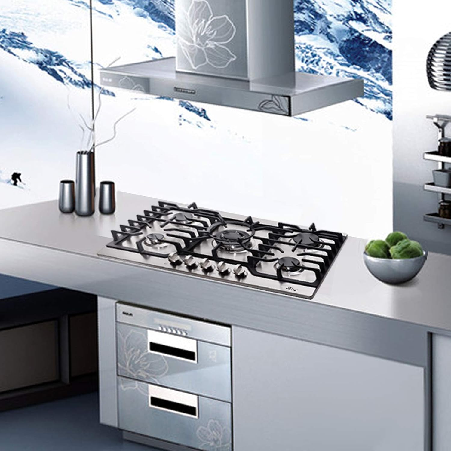 30 Inch Gas Cooktop LPG/NG Convertible 5 Burners Gas Stovetop Stainless Steel Gas Hob Built-In Gas Cooktop DM527-SA05 Gas Stovetop : Appliances