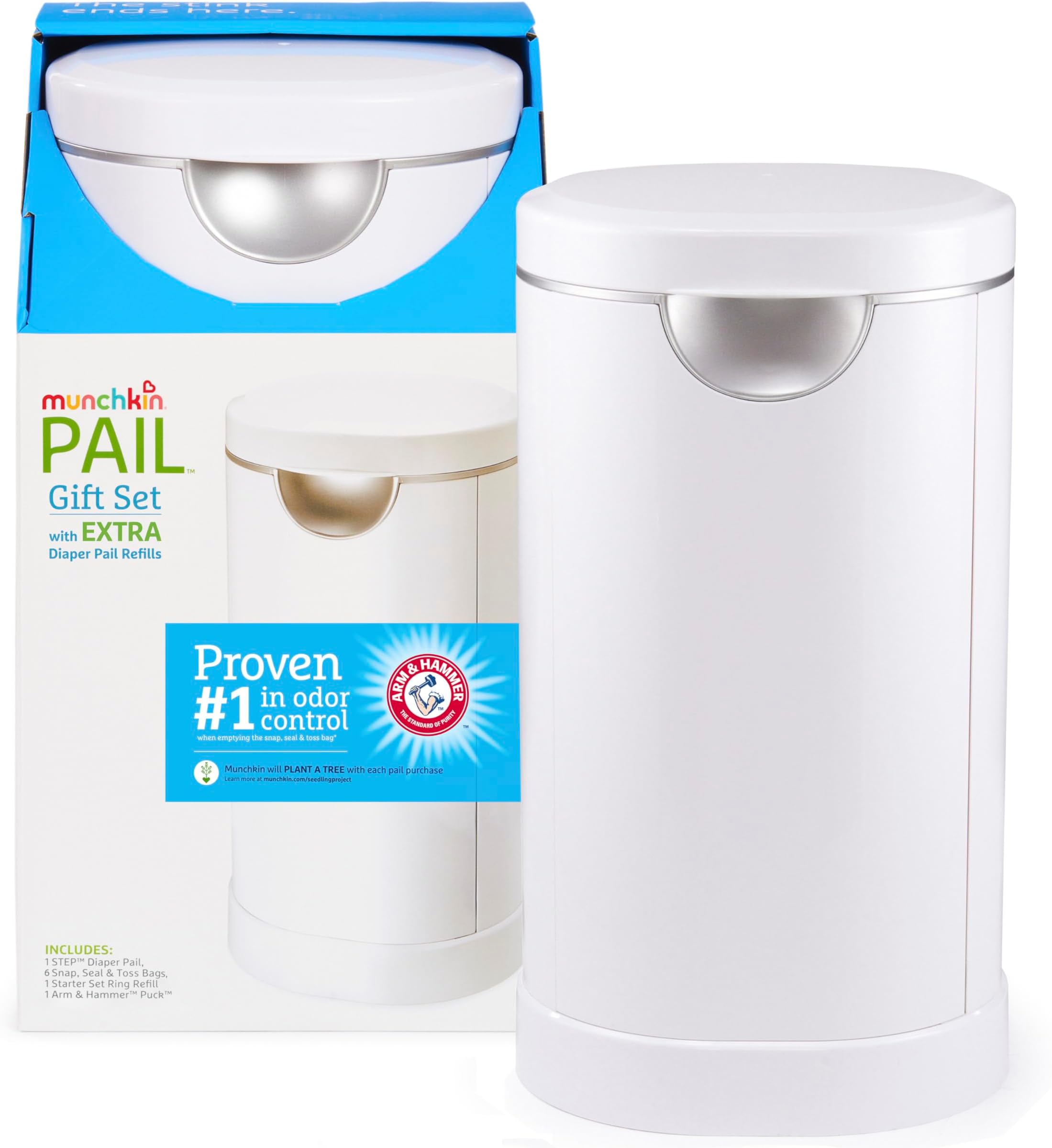 Munchkin Diaper Pail Starter Set, Powered by Arm & Hammer, 1 Month Refill Supply