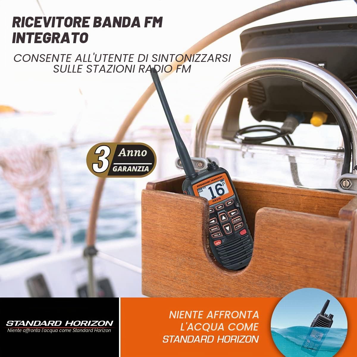Standard Horizon HX210 Handheld VHF Radio, nero