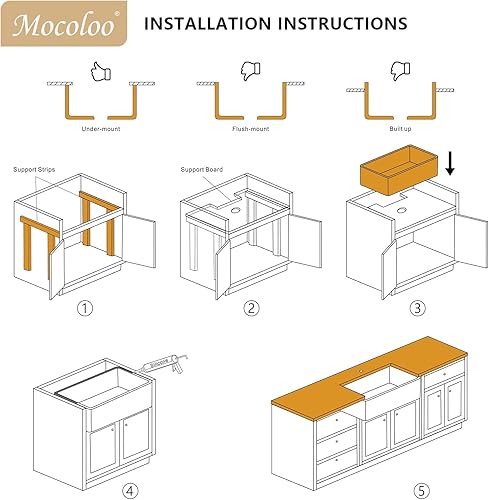 Miniatura 9 de Mocoloo Fregadero de cocina de granja blanco 33  Fregadero plano de estilo rústico de 33 x 20 x 10 pulgadas, fregadero plano de estilo rústico