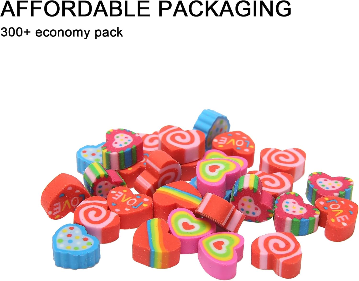 HILAZA 300Pcs Mini Heart Erasers Bulk, Small Erasers for Valentines Day Gifts Party Favors School Classroom Rewards - Image 2
