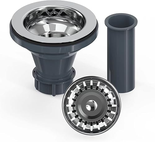 Miniatura 3 de KANARY Kit de montaje de drenaje para fregadero de cocina, con desagües (3-1/2 pulgadas), tapón de goma con bloqueo de bola, acero inoxidable