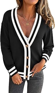 Women's Button Down Cardigan Sweaters Fall Long Sleeve Open Front Soft C...