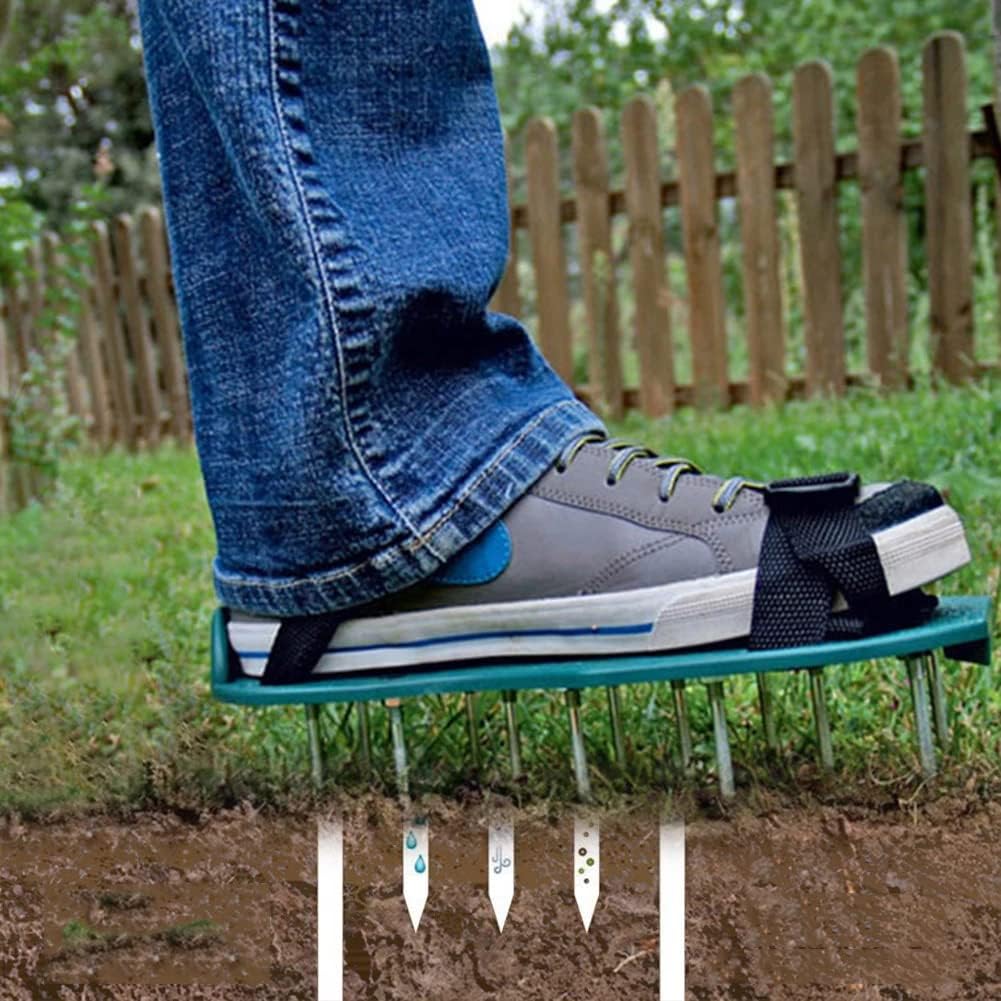 RR-YRA Zapatos De Aireador De Césped, Escarificador De Césped, Escarificador De Jardín, Herramientas De Jardín, 26 Espigas, Jardines Y Jardines Más Saludables,Verde