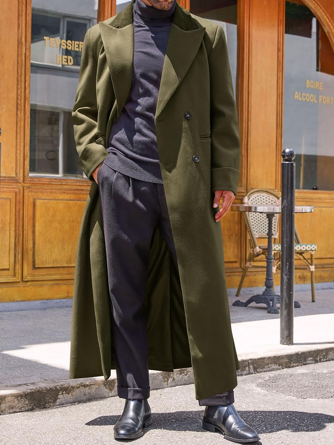 Green Trench Mens Fitted Trench Coat Mens Slim Fit Trench Coat
