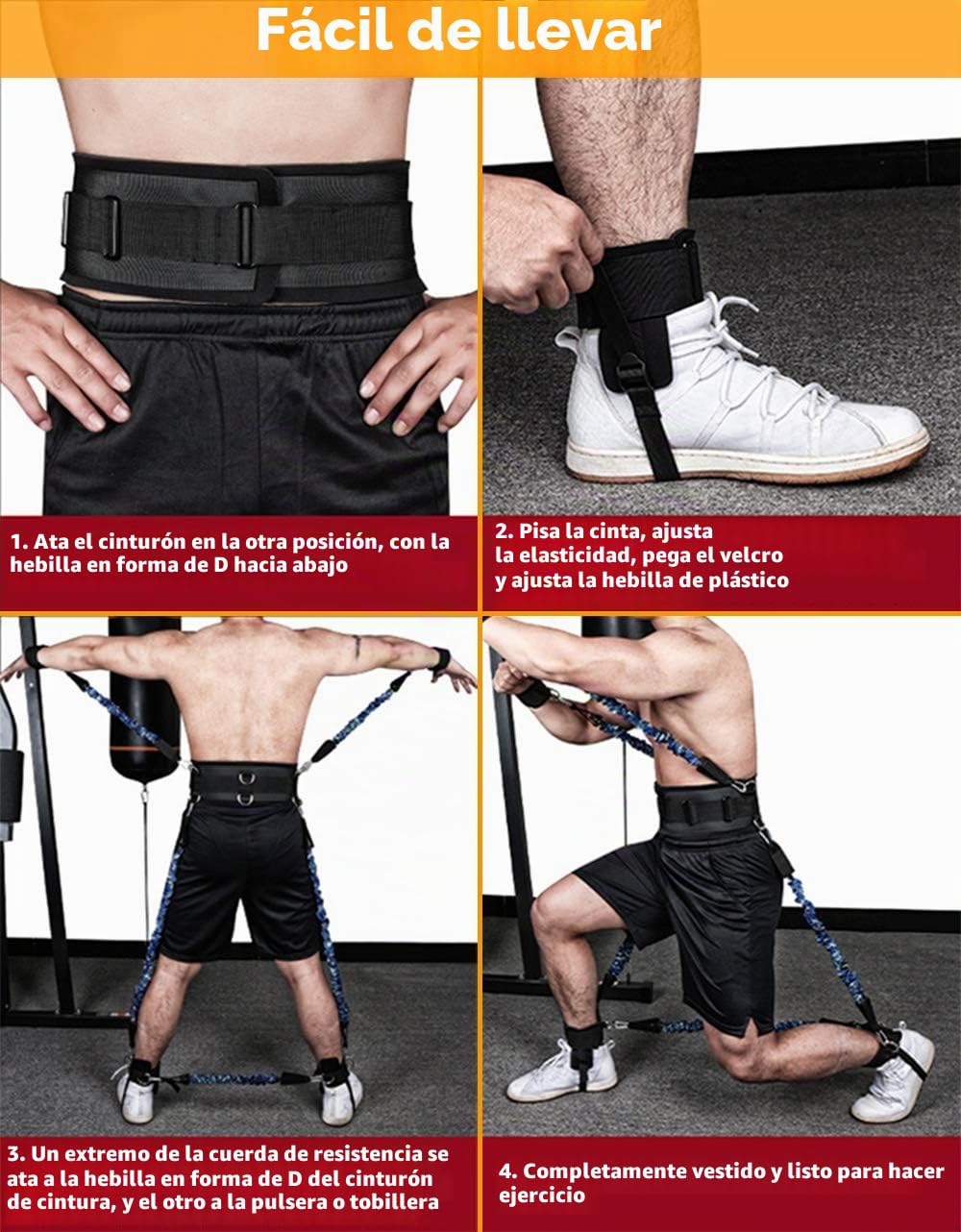 Juego de Bandas de Resistencia de Boxeo para Velocidad y Agilidad, Banda de Entrenamiento, Bandas de Ejercicio de Tobillo, Correas de Tobillo para Entrenamiento de Resistencia, Mejora la