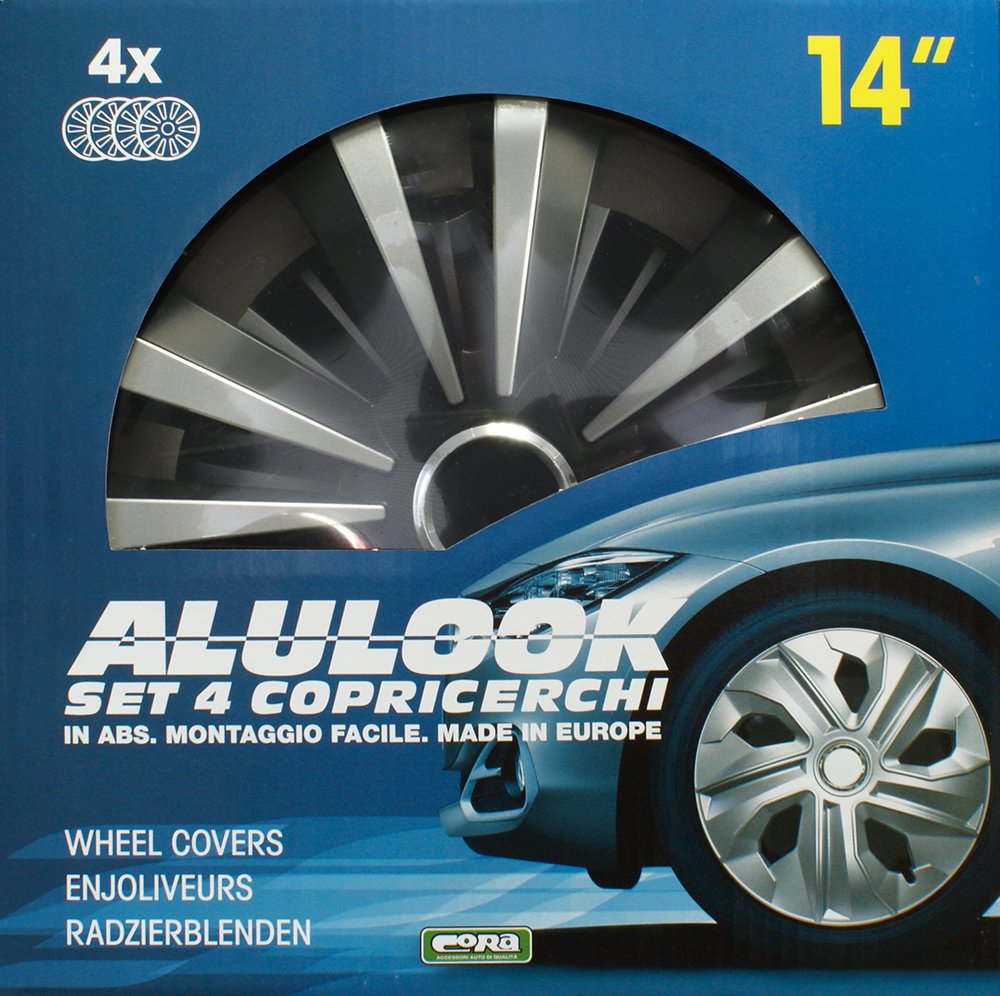 CORA 42044 Set 4 Copricerchi Universali Alulook Terra Mix Copricerchi, 14", Set di 4
