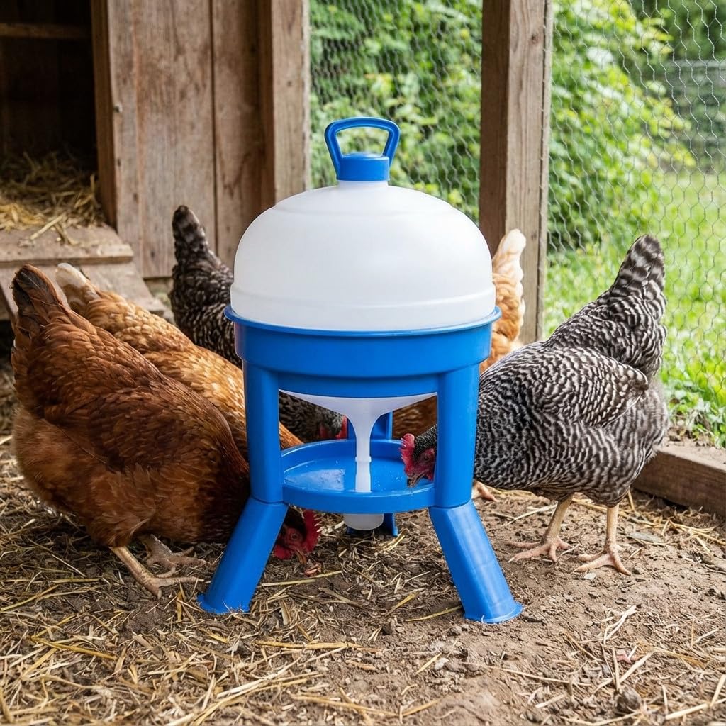 Suinga Bebedero para Gallinas y Pollos 20 litros Plástico con Patas | 46x62,5 cm | Bebedero para Aves de Corral | Plástico Resistente | Azul