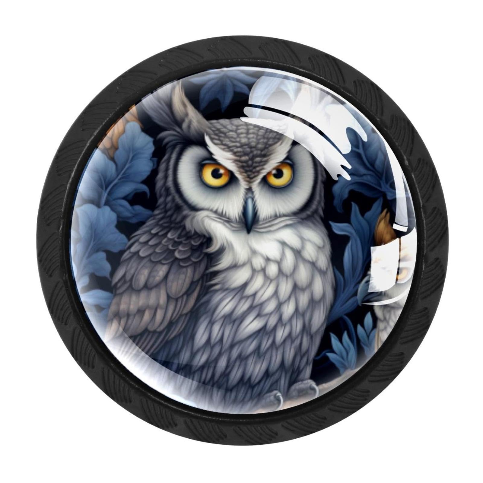 CHENZZZZ 4 Pieces Round Cabinet Knobs Rustic Dresser Knobs, Drawer Cupboard Wardrobe Cabinet Pulls Handles Hardware for Home Kitchen Furniture, Owl