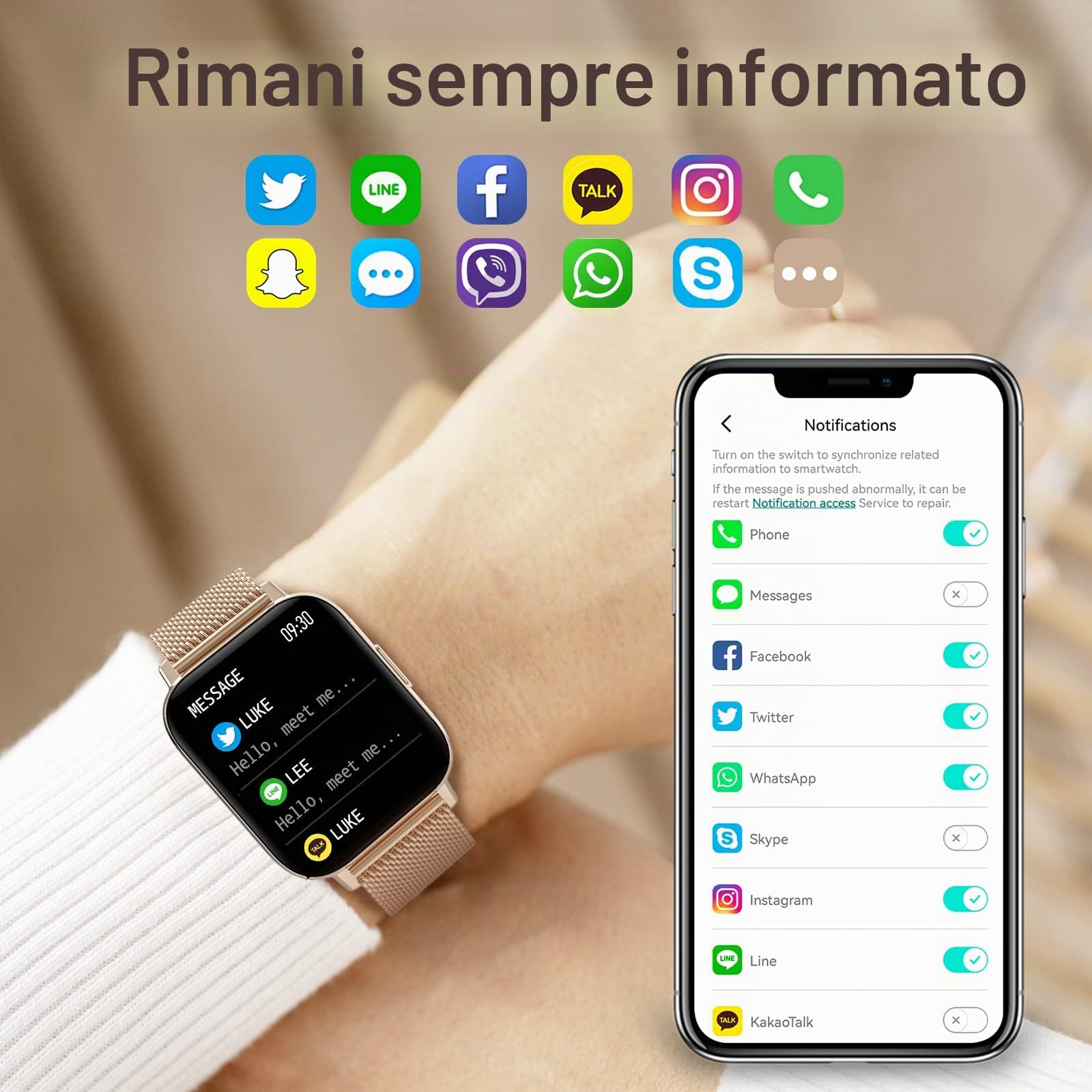Smartwatch Donna Con Chiamate e Risposta, Notifiche Messaggi, Cardiofrequenzimetro, Sonno, SpO2, Fitness Con Contapassi, 8 Modalità Sportive, Orologio Digitale per Android iOS