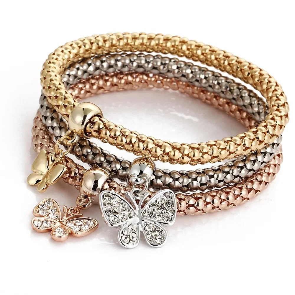 Verschluss-Armband mit Schlüssel für Damen und Herren – 925er Sterlingsilber, 3 Farben/Lot, Baum-Armband, Kristall-Eulen-Schlüsselschloss, Musiknote, Schmetterlings-Herz-Charm-Armreif, Schloss und