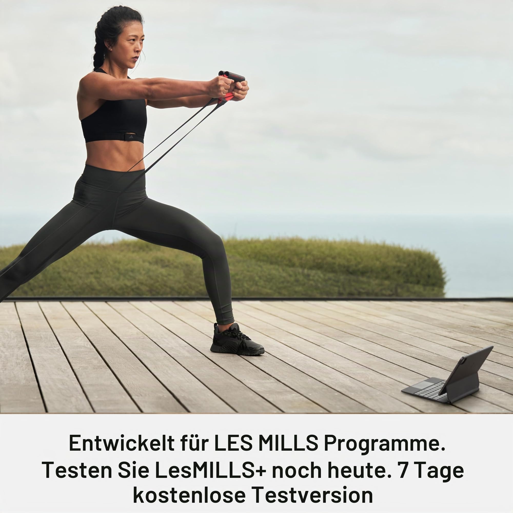 Les Mills™ SMARTBAND Extreme™ Widerstandsband mit Griffen für effektives Training und Stretching zu Hause