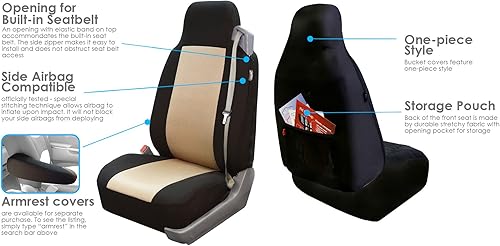 Miniatura 4 de FH Group Fundas de asiento de coche de tela plana multiusos, ajuste universal, juego completo, lavable, se adapta a la mayoría de automóviles,