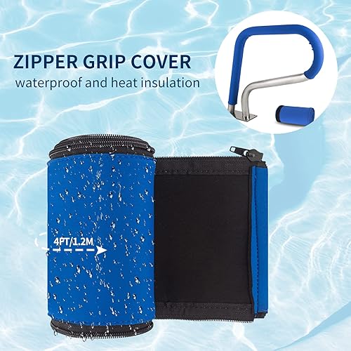 Miniatura 5 de 304SS Pasamanos de piscina con cubierta azul antideslizante - Barandilla de piscina enterrada de 30 x 22 pulgadas