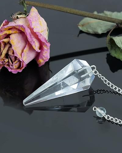 Miniatura 7 de Cristal de cuarzo transparente, cristales de reiki y piedras curativas, péndulo de cristal de chakras, péndulo de adivinación, péndulo vectorial,