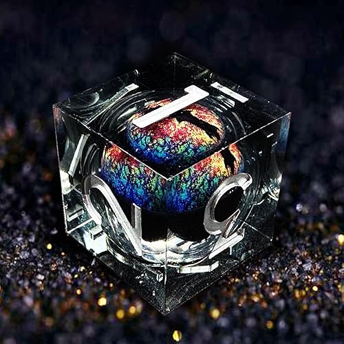 Miniatura 4 de HAOMEJA D&D - Juego de dados de resina de ojo de dragón DND, 7 piezas de dados de resina de borde afilado con bolsa de ojo de dragón, dados