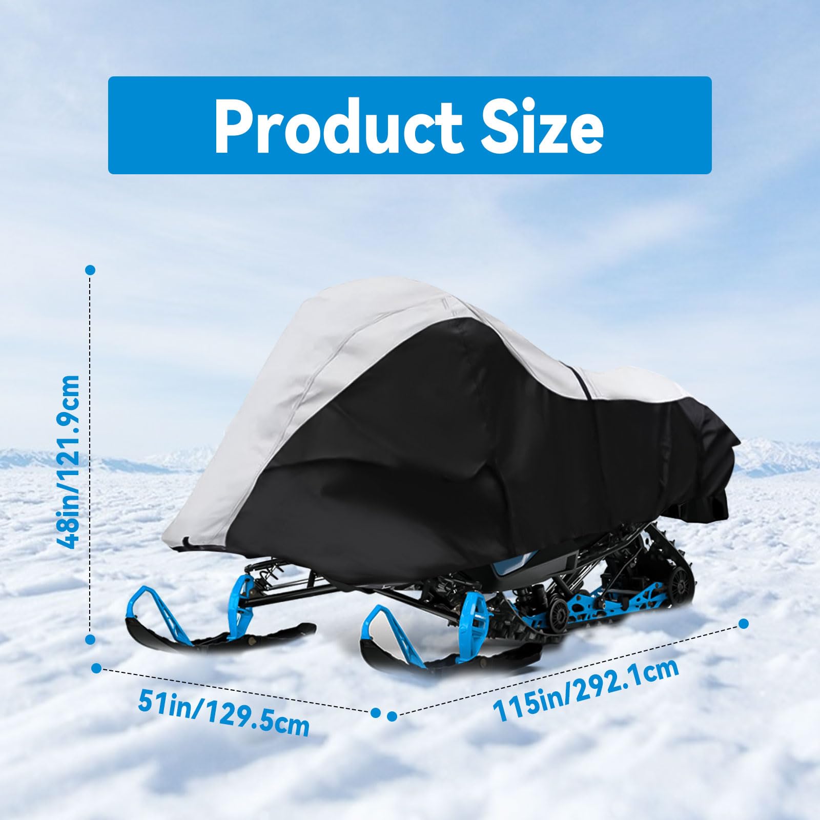 HSOKEW Snowmobile Cover, 420D Heavy Duty Waterproof/UV Protection, Universal Fit, 115